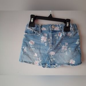 Girls Oshkosh Denim Floral Skirt Size 3t